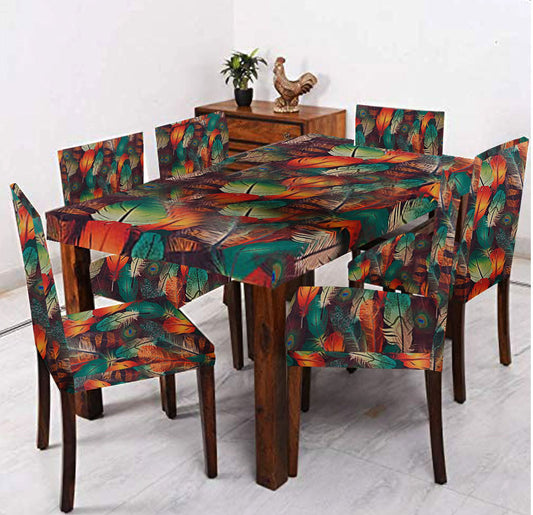 Ultra Stylish Stretchable Leaf Print Dining Table & Chair Cover