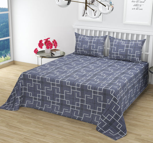Designer Cotton Double Bedsheet (Grey)